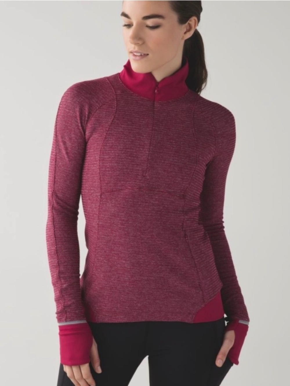 Lululemon Runderful 1/2 zip long sleeve heathered  berry running pullover top